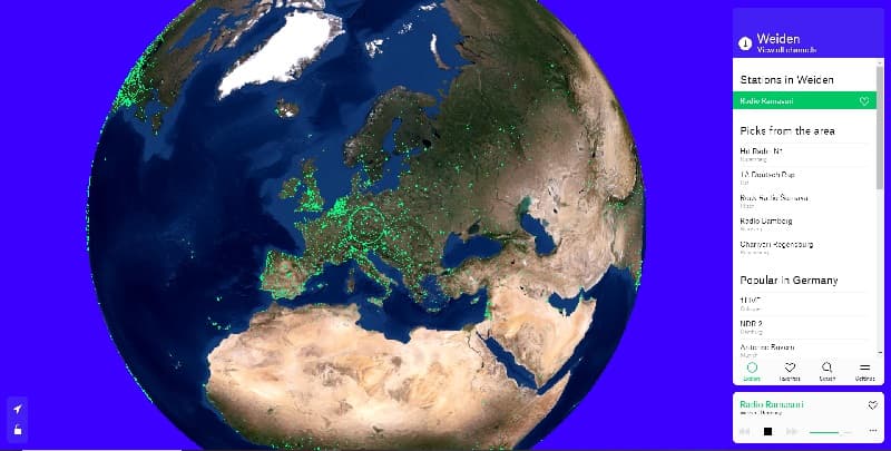 Radio Garden, il mappamondo virtuale con le radio di tutto il mondo ascoltabili via internet